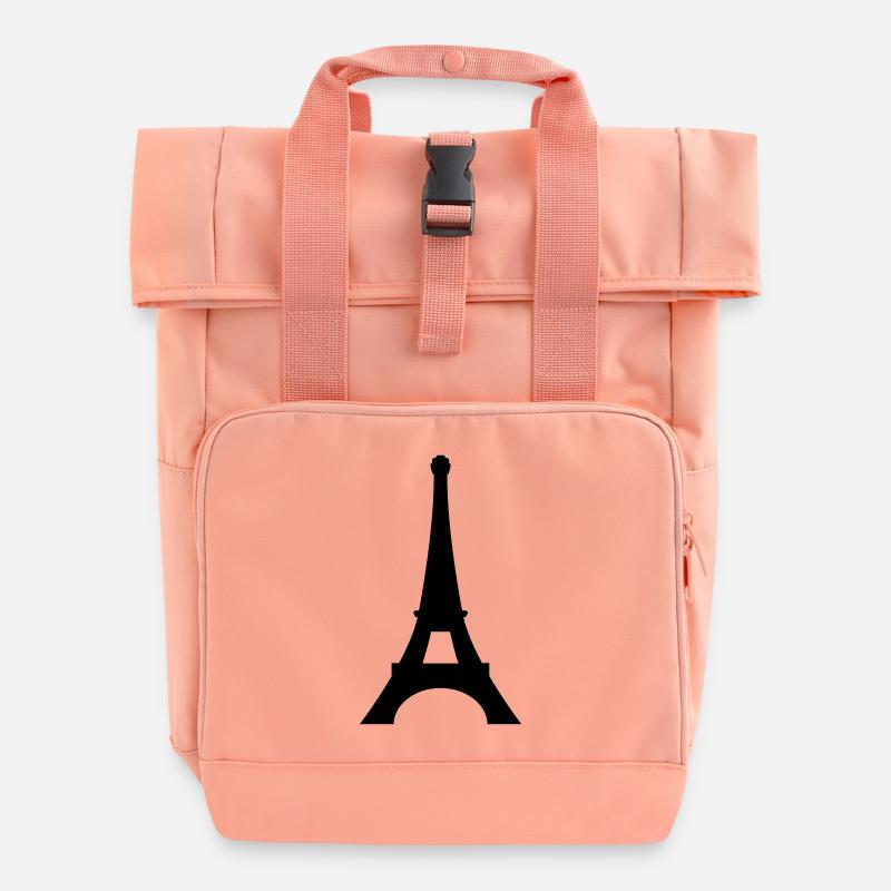 Paris Eiffelturm - Rolltop Rucksack mit zwei Griffen - Chintzrosa