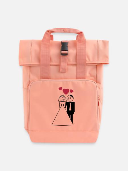 happy wed / newly wed / wedding / stag 2c - Sac à dos Roll Top à deux anses - rose liberty