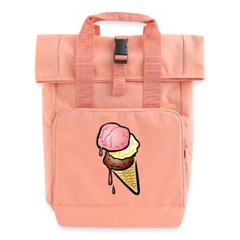 Eistüte mit drei Kugeln Eis - Rolltop Rucksack mit zwei Griffen - Chintzrosa - Vorne