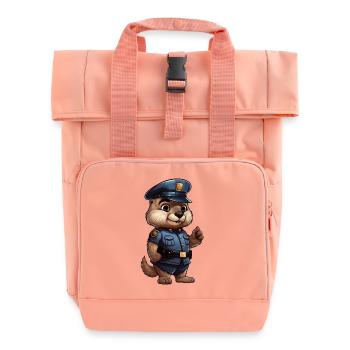 Groundhog Policewoman - Roll Top Backpack with Two Handles - chintz rose - Front