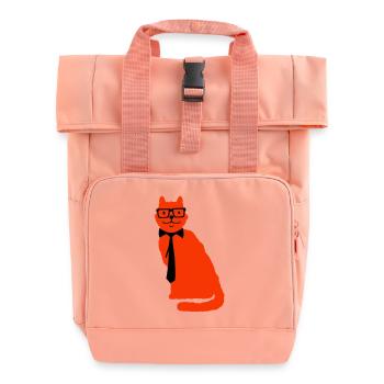 Smart Nerd Cat Horn-Rimmed Glasses Geek Tie Glasses - Roll Top Backpack with Two Handles - chintz rose - Front