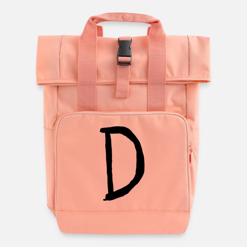 Buchstaben D - Rolltop Rucksack mit zwei Griffen - Chintzrosa