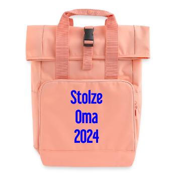 Proud Grandma 2024 – Perfect for New Grandmas - Roll Top Backpack with Two Handles - chintz rose - Front