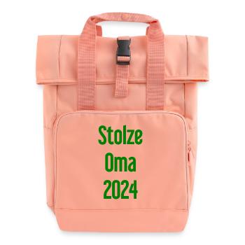 Proud Grandma 2024 – Perfect for New Grandmas - Roll Top Backpack with Two Handles - chintz rose - Front
