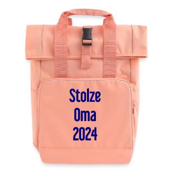 Proud Grandma 2024 – Perfect for New Grandmas - Roll Top Backpack with Two Handles - chintz rose - Front
