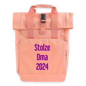 Proud Grandma 2024 – Perfect for New Grandmas - Roll Top Backpack with Two Handles - chintz rose - Front