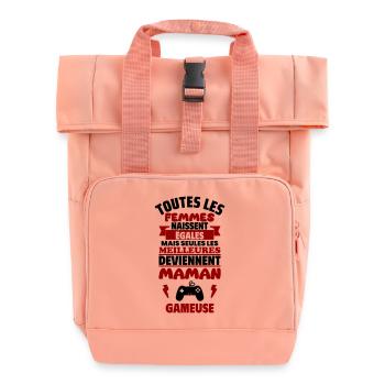 Cadeau Fête des Mères, Maman Gameuse,Geek,gaming - Sac à dos Roll Top à deux anses - rose liberty - Devant