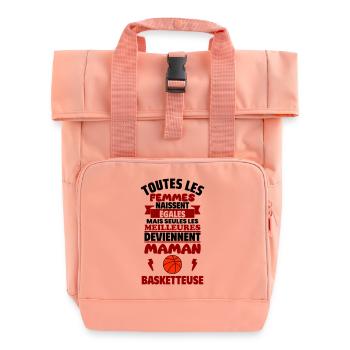 Cadeau Fête des Mères - Maman Basketteuse,basket - Sac à dos Roll Top à deux anses - rose liberty - Devant