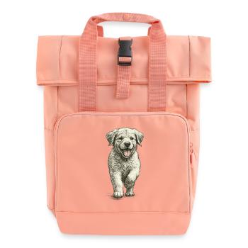 "Kleine Fellnase" - Welpe Golden Retriever - Rolltop Rucksack mit zwei Griffen - Chintzrosa - Vorne