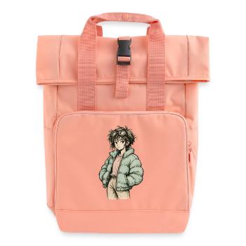 Patineuse indie en veste bouffante menthe - Sac à dos Roll Top à deux anses - rose liberty - Devant
