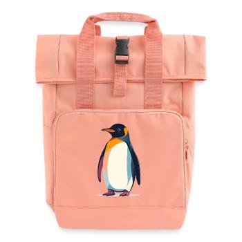 abstrakter Pinguin steht auf Eis Vektor Grafik - Rolltop Rucksack mit zwei Griffen - Chintzrosa - Vorne