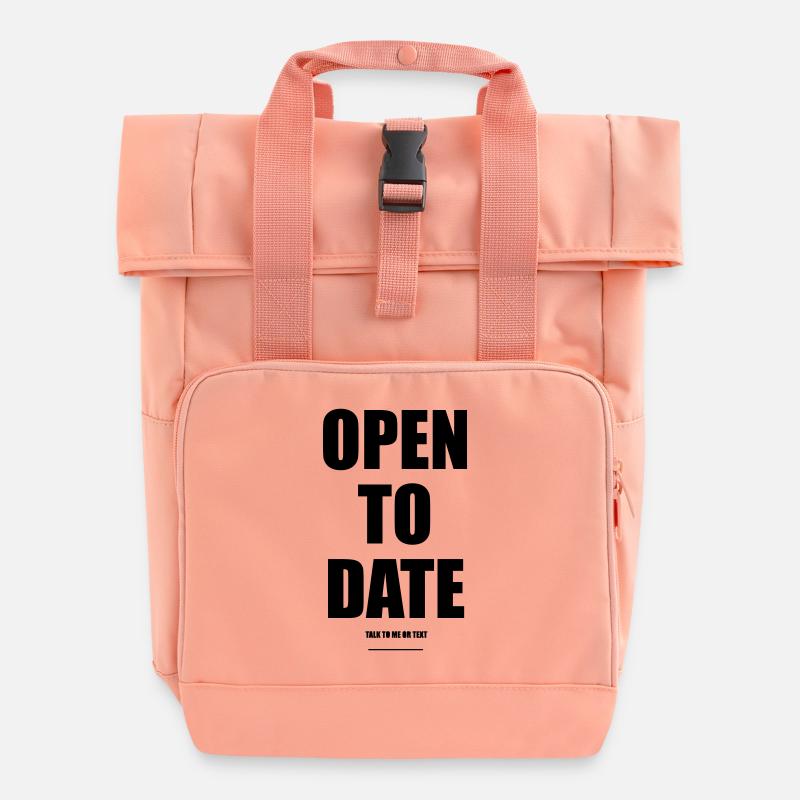 Open To Date – Wear Words - Roll Top Backpack with Two Handles - chintz rose