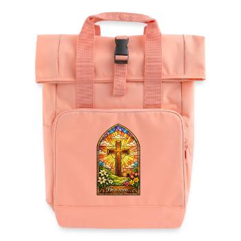 He is Risen Ostern Jesus Oster - Rolltop Rucksack mit zwei Griffen - Chintzrosa - Vorne