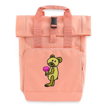 Teddybär Lolli Kinder Kind Baby - Rolltop Rucksack mit zwei Griffen - Chintzrosa - Vorne