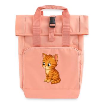 Kitten tiger - Roll Top Backpack with Two Handles - chintz rose - Front