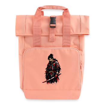Red Shadow Samurai - Roll Top Backpack with Two Handles - chintz rose - Front