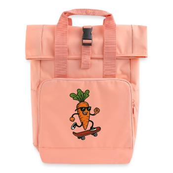 Kickflip Carrot: The Rad Root on Wheels - Roll Top Backpack with Two Handles - chintz rose - Front