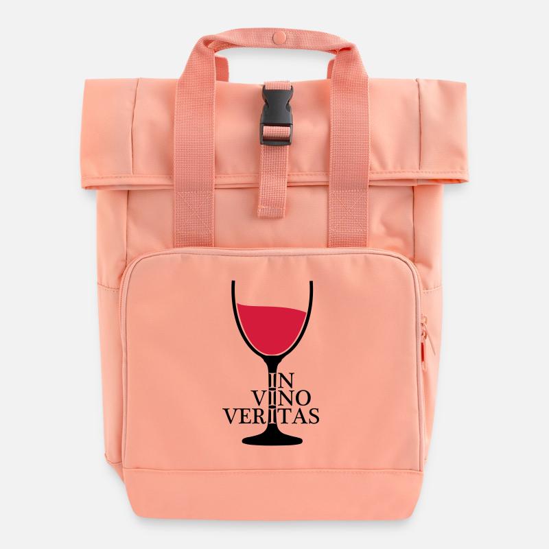 IN VINO VERITAS wine glass 2c - Roll Top Backpack with Two Handles - chintz rose