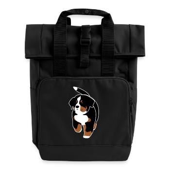 Petit motif chiot Saint-Bernard - Sac à dos Roll Top à deux anses - noir - Devant