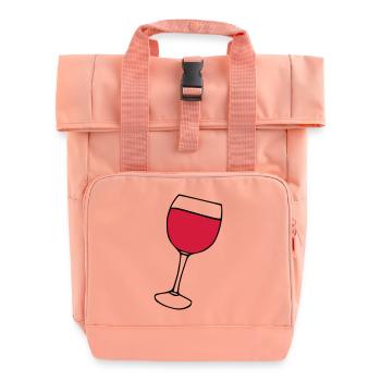 Rotwein im Glas - Rolltop Rucksack mit zwei Griffen - Chintzrosa - Vorne