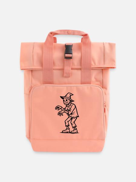 Gruselige Vogelscheuche Illustration - Rolltop Rucksack mit zwei Griffen - Chintzrosa