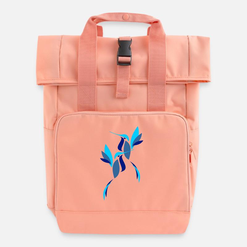 Blue Bird - Roll Top Backpack with Two Handles - chintz rose