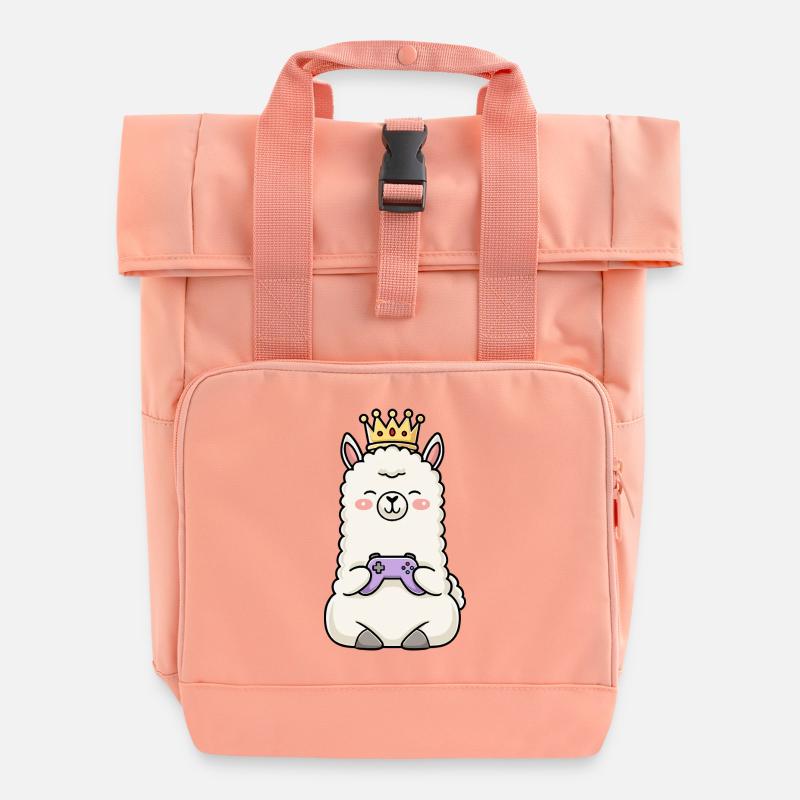 gamen controller krone lama - Rolltop Rucksack mit zwei Griffen - Chintzrosa