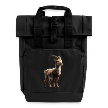 Steinbock Ziege Alpensteinbock Capricorn Ziegen - Rolltop Rucksack mit zwei Griffen - Schwarz - Vorne