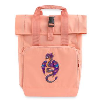 Colorful Rainbow Dragon - Roll Top Backpack with Two Handles - chintz rose - Front