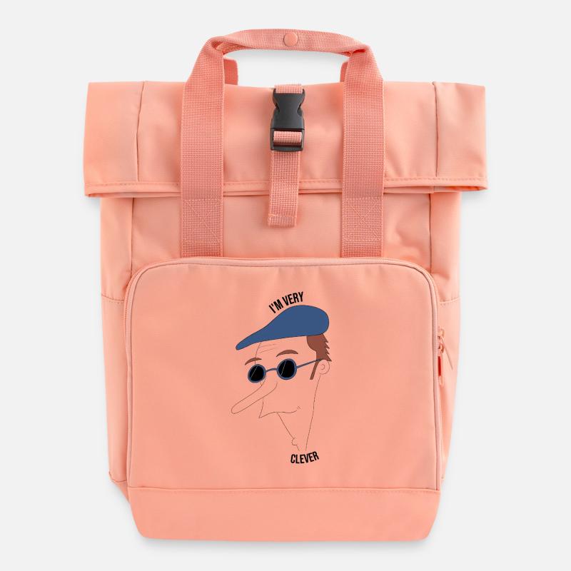 I'm very clever - man - Roll Top Backpack with Two Handles - chintz rose