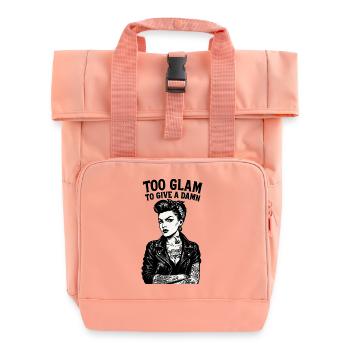 Rockabella Pin-Up: Outlaw Tattoo Girl & Lederjacke - Rolltop Rucksack mit zwei Griffen - Chintzrosa - Vorne