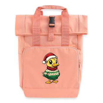 Ente Weihnachten Comic - Rolltop Rucksack mit zwei Griffen - Chintzrosa - Vorne