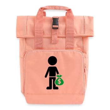 Business Money Hustle - Roll Top Backpack with Two Handles - chintz rose - Front