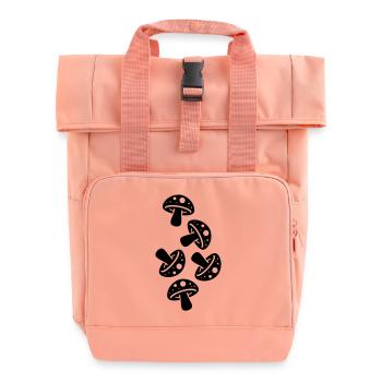 Mushrooms Mushroom Toadstool - Roll Top Backpack with Two Handles - chintz rose - Front
