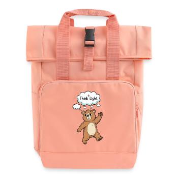 Think Light Bear Cartoon Motif - Roll Top Backpack with Two Handles - chintz rose - Front