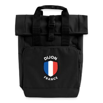 Dijon France Flag Shield - Roll Top Backpack with Two Handles - black - Front