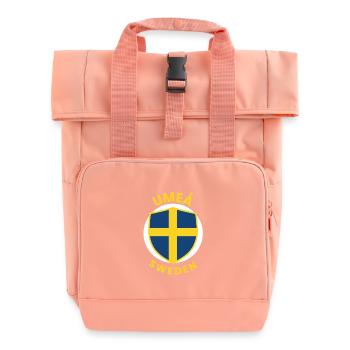 Umeå Schweden Schildwappen - Rolltop Rucksack mit zwei Griffen - Chintzrosa - Vorne