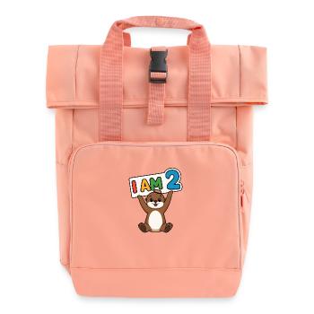 Ich bin 2 Jahre zweiter Geburtstag - Rolltop Rucksack mit zwei Griffen - Chintzrosa - Vorne