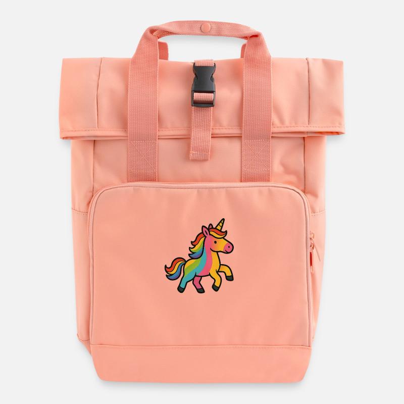 Buntes Einhorn - Rolltop Rucksack mit zwei Griffen - Chintzrosa