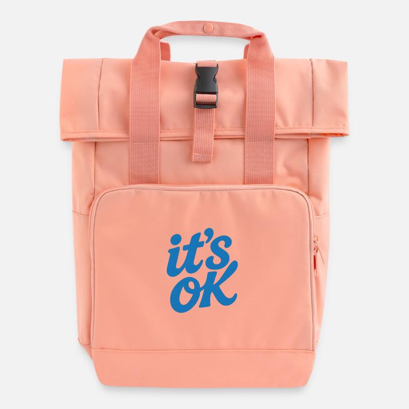It's Okay Street Style Lettering - Roll Top Backpack with Two Handles - chintz rose