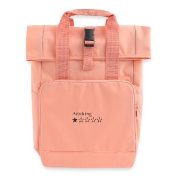 Adulting Star Emblem - Roll Top Backpack with Two Handles - chintz rose - Front