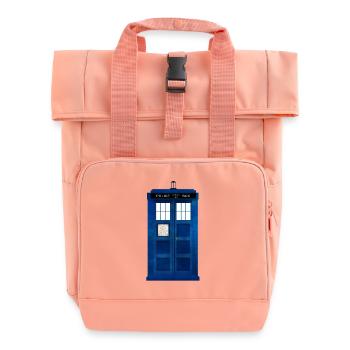 Doctor Who Police Box - Roll Top Backpack with Two Handles - chintz rose - Front