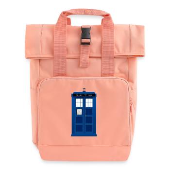 Police box tardis - Roll Top Backpack with Two Handles - chintz rose - Front