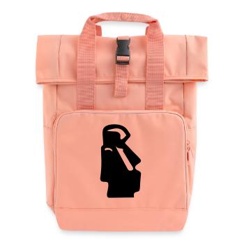 Easter Island statue - Roll Top Backpack with Two Handles - chintz rose - Front