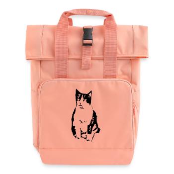 Cat Black Cat Shirt Gift - Roll Top Backpack with Two Handles - chintz rose - Front