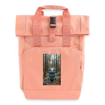 Waldkatzen-Skulptur Forest Cat Sculpture - Rolltop Rucksack mit zwei Griffen - Chintzrosa - Vorne
