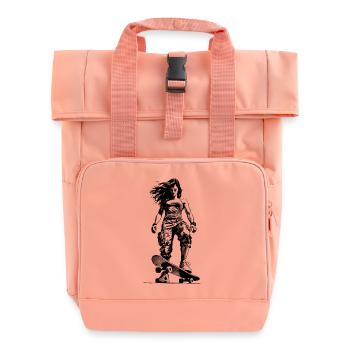 Skate-Queen Shirt – Die Straße ruft! - Rolltop Rucksack mit zwei Griffen - Chintzrosa - Vorne