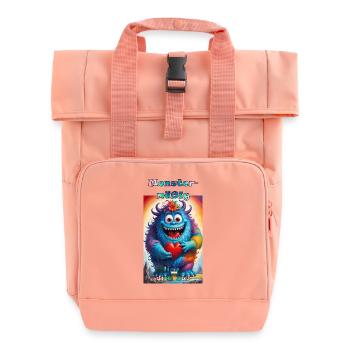 Monster-like, love you, have favorite person, love - Roll Top Backpack with Two Handles - chintz rose - Front