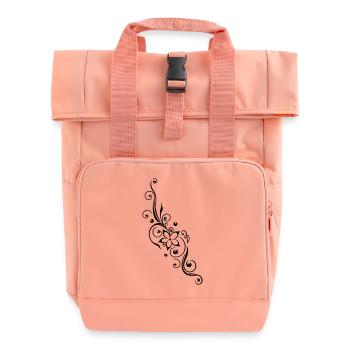 Florales Ornament Blume Tribal Design - Rolltop Rucksack mit zwei Griffen - Chintzrosa - Vorne