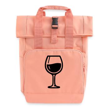 wine glass symbol wine - Roll Top Backpack with Two Handles - chintz rose - Front